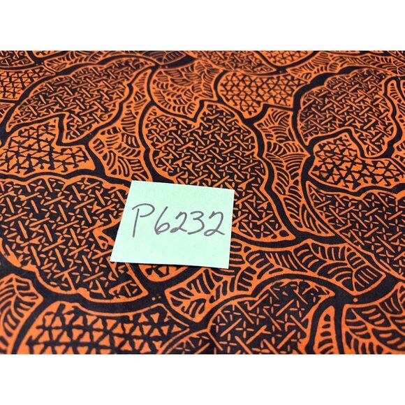 African-Inspired Geometric Print Fabric 18x20" Vibrant Orange & Black Design Cra - Picture 4 of 4